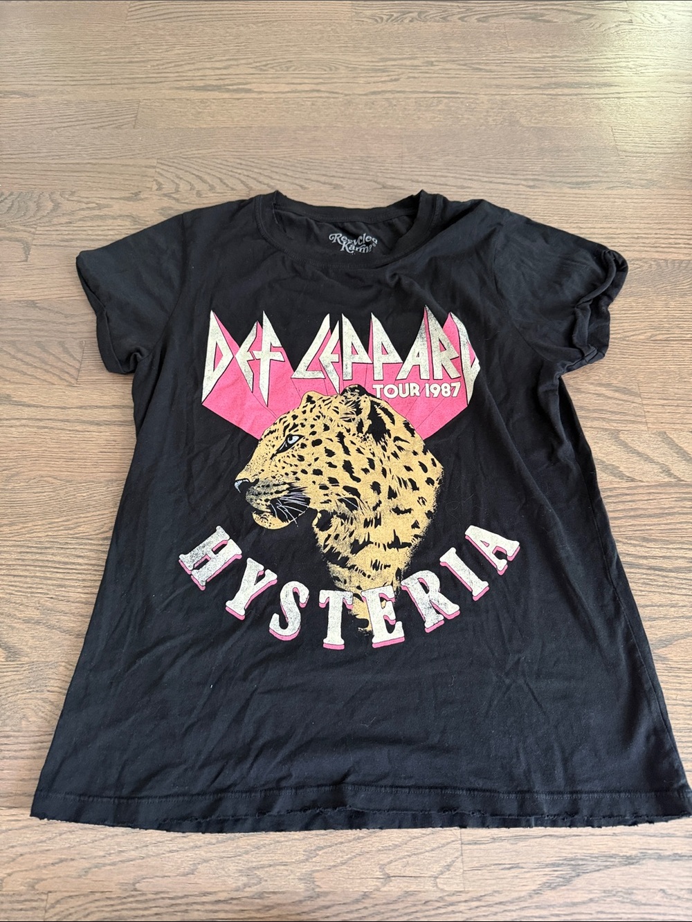 Def Leppard Hysteria Black Graphic Tee, printed on both sides, super soft.